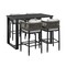 Armen Living Felicia Outdoor Patio 5-Piece Bar Table Set in Aluminum with Gray Rope and Cushions 840254333130 - alternate 1